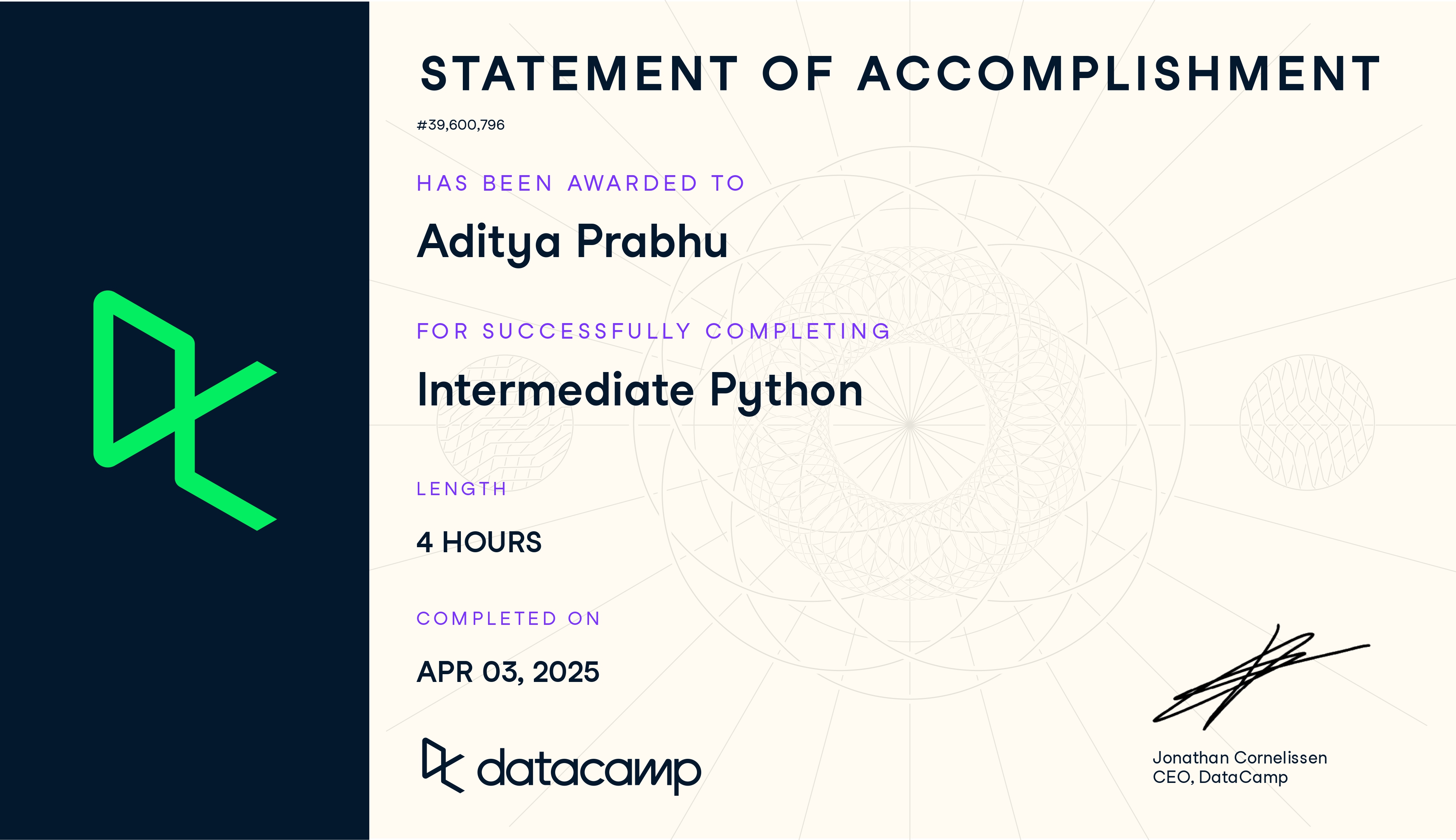 Intermediate Python Certificate