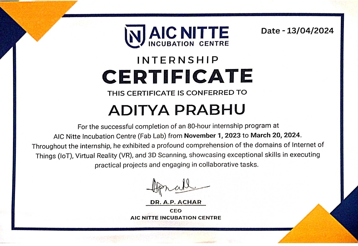 AIC Internship Certificate